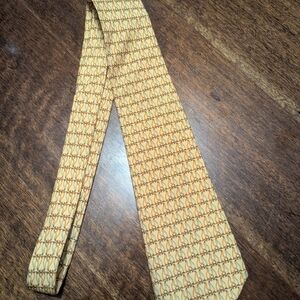 Salvatore Ferragamo Gold and Brown Designer Tie